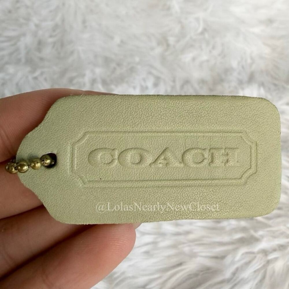 2" Vintage COACH Lime Double Sided Fob Bag Charm Hang tag Hangtag